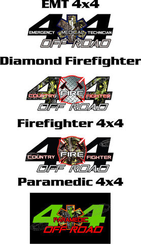 4x4 (EMS) Off Road Decal Stickers (x2) [Firefighter, EMT, and Paramedic]