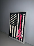 American Flag (Black/White) for Breast Cancer Awareness: 5" 3M Reflective Decal Sticker