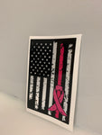 American Flag (Black/White) for Breast Cancer Awareness: 5" 3M Reflective Decal Sticker