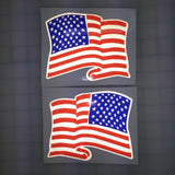 American Waving Flag: 5" 3M Reflective Decal Stickers (x2)