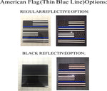 American Flag (Thin Blue Line): 5" 3M Reflective Decal Stickers (x2)