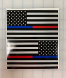 American Flag (Thin Red-Blue Line): 5" 3M Reflective Decal Stickers (x2)