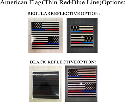 American Flag (Thin Red-Blue Line): 5" 3M Reflective Decal Stickers (x2)